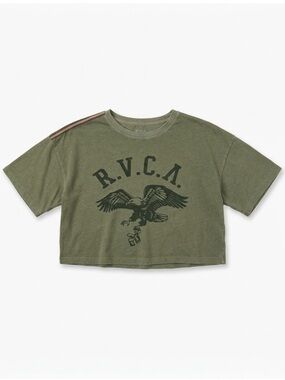 RVCA Olive Green Eagle Logo Crop Tee